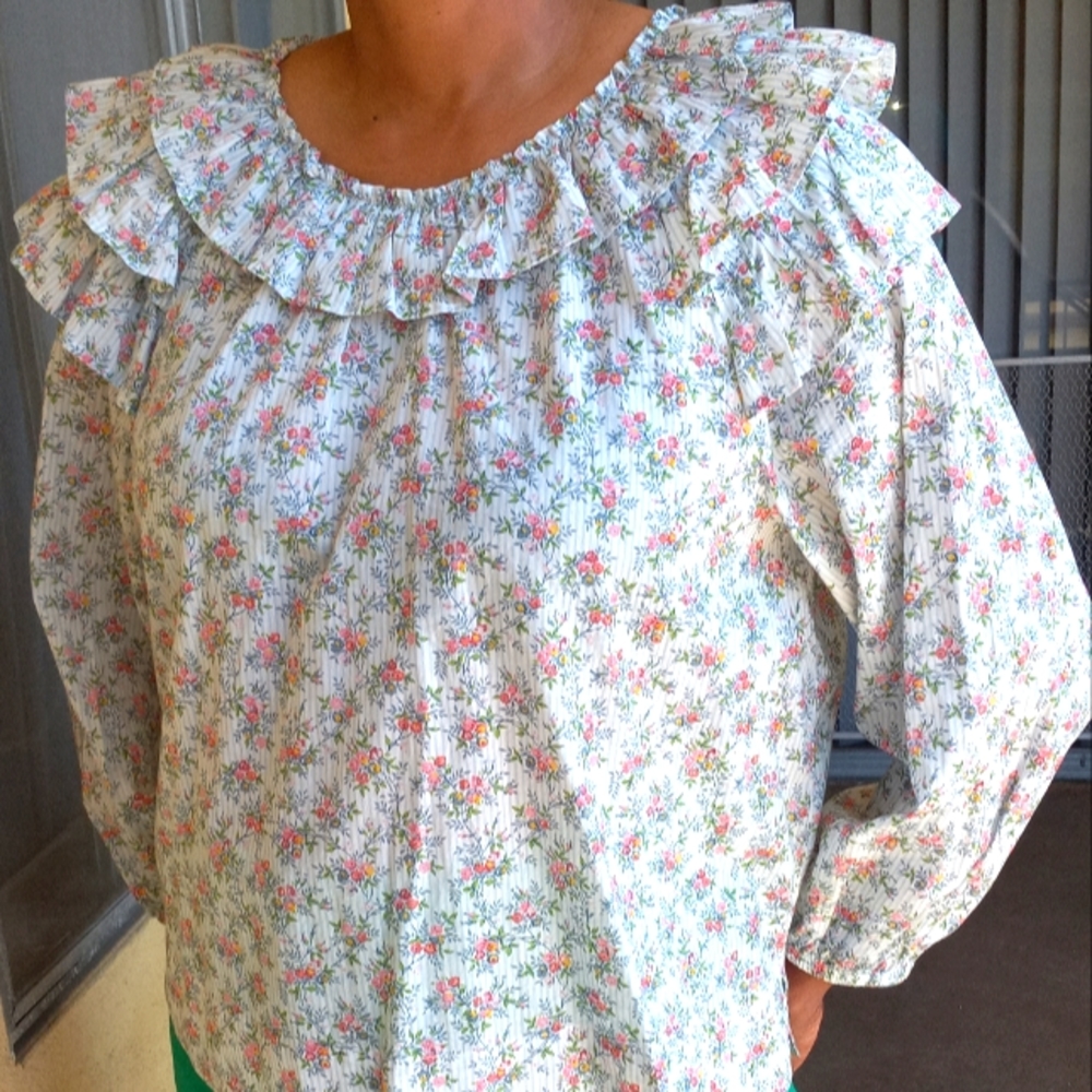 Liberty Floral Fabric Peasant Blouse by J. Crew XXL
